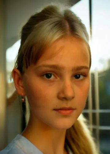 Close-up portrait of a young girl with blonde hair and blue eyes, natural lighting, realistic style,darci,kotova,gavrilova,vilde,hazelius,zuzanna,lily-rose melody depp,tuuli,smirnova,lopatkina,lilla,d