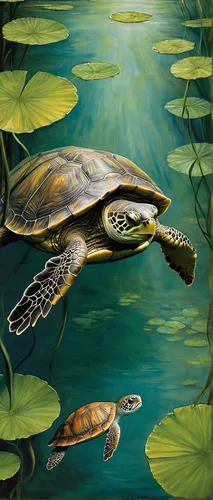 terrapin,painted turtle,pond turtle,turtle,water turtle,turtles,land turtle,common map turtle,turtle pattern,map turtle,green turtle,tortoise,oil painting on canvas,green sea turtle,red eared slider,florida redbelly turtle,macrochelys,illustration,sea turtle,trachemys,Illustration,Realistic Fantasy,Realistic Fantasy 14