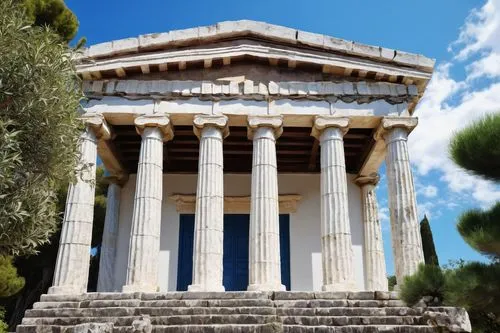 greek temple,zappeion,temple of diana,roman temple,capitolium,tempio,doric columns,panathenaic,house with caryatids,gennadius,erechtheion,temple of hercules,propylaea,panagora,amphipolis,metapontum,messene,caesonia,delphi,ancient olympia,Illustration,Japanese style,Japanese Style 18