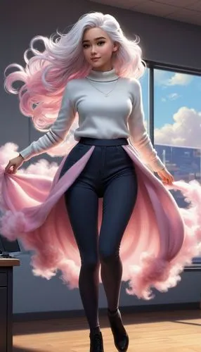 sweetener,rapunzel,barbie,cotton candy,rose quartz,fantasy woman,show off aurora,business angel,figure skating,rosa 'the fairy,3d fantasy,sprint woman,pink hair,digital compositing,rosa ' the fairy,3d model,hip rose,wig,business woman,ballerina,Conceptual Art,Fantasy,Fantasy 03