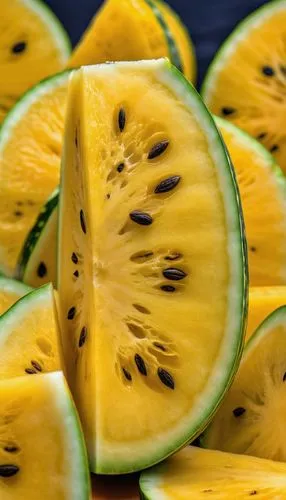 Yellow Watermelon: While the classic red watermelon is most popular, a yellow watermelon variety also exists. It has a similar refreshing texture but with a slightly sweeter and milder flavor.,muskmel