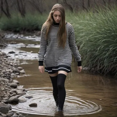 the blonde in the river,girl on the river,acequia,flooded pathway,photoshoot with water,wading,flowing creek,waterflow,upstream,streamside,walk on water,in water,headwaters,tributaries,water flow,stormwater,water nymph,flowing water,yarra,floodwater,Photography,Artistic Photography,Artistic Photography 11