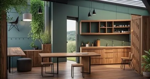 kitchen design,modern kitchen interior,modern kitchen,kitchenette,sideboard,danish furniture,writing desk,kitchen shop,kitchen interior,wooden desk,breakfast room,modern office,dark cabinetry,kitchen cart,wooden windows,3d rendering,kitchen,dining table,pantry,consulting room,Photography,General,Realistic