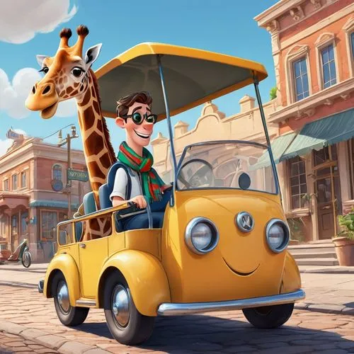 kemelman,melman,cartoon car,woody car,disneyland paris,madagascan,Unique,3D,Isometric