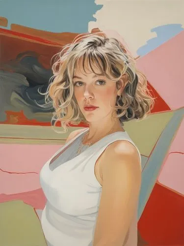 a painting of a woman in white top next to a pink background,rosenquist,wesselmann,marilyn monroe,currin,marylyn monroe - female,vettriano,Conceptual Art,Oil color,Oil Color 18