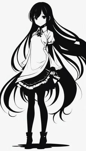 long-haired hihuahua,nico,gomashio,ako,dance silhouette,yuzu,white and black color,azusa nakano k-on,png image,nori,png transparent,b w,poi,silhouette art,ephedra,2d,long hair,chibi girl,yang, silhouette,Illustration,Black and White,Black and White 33