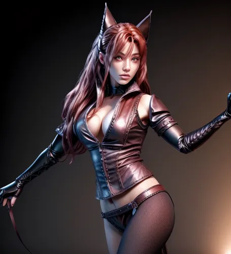 catwoman,3d figure,huntress,3d model,symetra,3d render,3d rendered,cat warrior,kat,black cat,anime 3d,feline,darth talon,game figure,female warrior,katana,fran,feline look,wildcat,scarlet witch