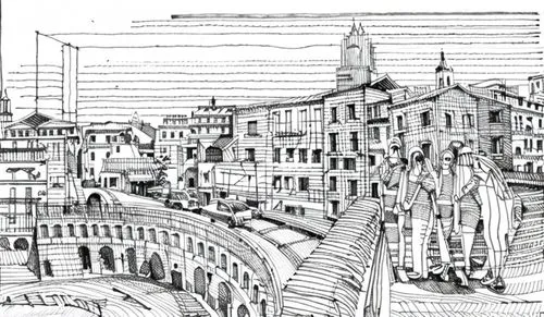 ponte vecchio,citta alta in bergamo,sant'angelo bridge,speicherstadt,street plan,townscape,kirrarchitecture,venezia,parramatta,chioggia,ferrara,l'aquila,mono-line line art,venetian,verona,tied-arch br