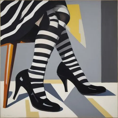 stiletto-heeled shoe,high heeled shoe,stipes,david bates,stilettos,stack-heel shoe,Art,Artistic Painting,Artistic Painting 41