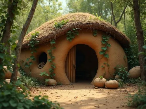 fairy village,round hut,fairy house,fairy door,hobbit,hobbiton,straw hut,round house,3d render,greenhut,stone oven,dandelion hall,temazcal,iron age hut,hobbits,hibernaculum,witch's house,ancient house,nativity village,clay house,Photography,General,Realistic