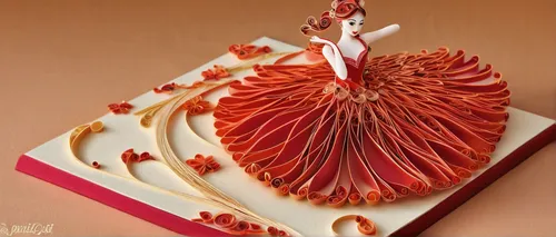 During a dance competition, a skilled dancer slips up and falls on stage.,mandarin cake,gelatin dessert,red cake,orange floral paper,paper art,candy apple,orange cake,etlingera corneri,red chrysanthem