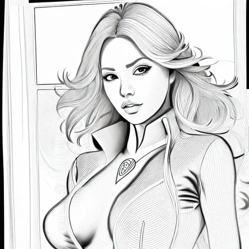 comic halftone woman,comic style,symetra,comicbook,retro woman,comic character,arrow line art,coloring page,comic halftone,mono-line line art,comic book,super heroine,scarlet witch,superhero comic,lin