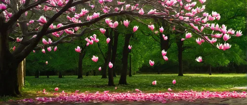 Write a melancholic haiku depicting the fading beauty of a saucer magnolia petal falling to the ground.,magnolia trees,magnolia tree,sakura trees,japanese sakura background,magnolia flowers,sakura tre