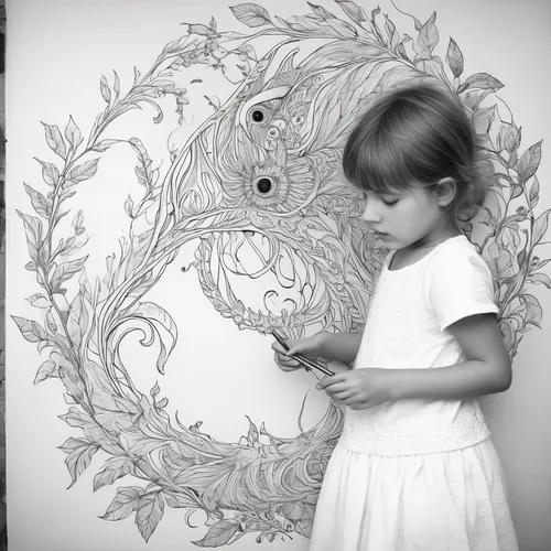 line art wreath,paper art,pencil art,coloring picture,fractals art,pencil drawings,coloring page,coloring pages kids,chalk drawing,unicorn art,children drawing,child art,wall sticker,flower art,flower painting,leaf drawing,coloring pages,girl in a wreath,dream catcher,handdrawn,Photography,Black and white photography,Black and White Photography 02