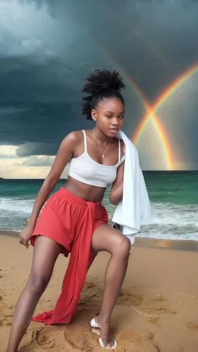 rainbow background,beach background,divine healing energy,ikpe,compositing,kribi