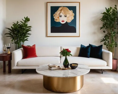 modern decor,mid century modern,contemporary decor,mahdavi,interior decor,apartment lounge,mid century,gold stucco frame,interior design,decor,interior decoration,art deco frame,living room,art deco,livingroom,sitting room,credenza,midcentury,wall decor,mid century house,Illustration,Abstract Fantasy,Abstract Fantasy 08