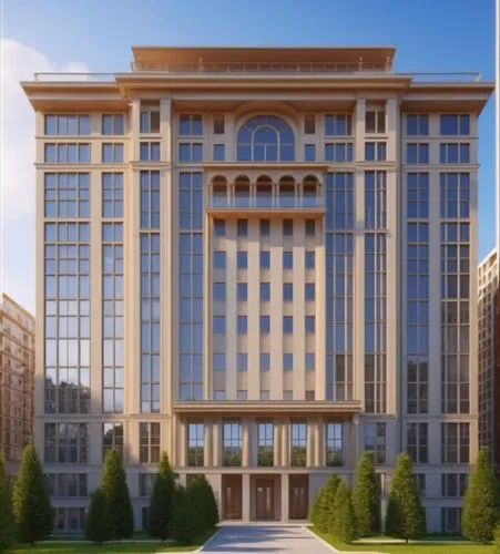 an artist's rendering of an architecture office,mgimo,kempinski,supreme administrative court,rotana,office building,ncga,new building,bkc,palladianism,shrm,stalin skyscraper,company headquarters,borga