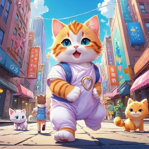 cartoon cat,korin,hamtaro,sadaharu,akiba,tennekoon,Illustration,Japanese style,Japanese Style 03