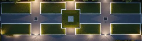 make a simple render of a  entance plan of a area with a interesting feature in the middle with paving pattern,an aerial view of the top view of a house's lawn,apartment block,parking place,apartment 