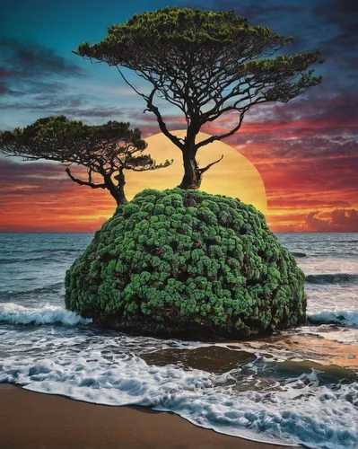 dragon tree,canarian dragon tree,isolated tree,lone tree,tangerine tree,colorful tree of life,tropical tree,flourishing tree,celtic tree,the japanese tree,bonsai tree,tree of life,beach landscape,magic tree,bonsai,tree moss,ascension island,coastal landscape,an island far away landscape,green tree,Illustration,American Style,American Style 10