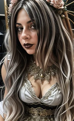 doll paola reina,lace wig,victorian lady,catrina calavera,rapunzel,tiara,gypsy hair,fantasy woman,the enchantress,hallia venezia,miss circassian,catrina,halloween2019,halloween 2019,celtic queen,vampire woman,dead bride,wig,cosplay image,halloween witch