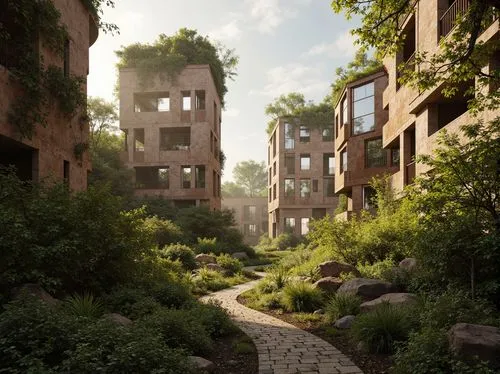 karnak,scampia,courtyards,overgrowth,green garden,oasis,roughgarden,ecotopia,streamwood,apartment complex,detroit,urbana,microdistrict,courtyard,ruin,verdant,urban park,baoli,old linden alley,conservancy