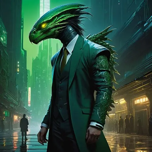 basilisk,zilla,nazarian,arbiter,green python,villainous,quetzal,caiera,comendador,emerald lizard,neo,draco,saurian,dusautoir,caique,masquerade,cyberpunk,quill,litigator,reptile,Illustration,Realistic Fantasy,Realistic Fantasy 04