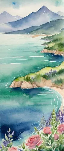 watercolor background,coastal landscape,beach landscape,sea landscape,watercolor blue,watercolor,landscape with sea,water color,watercolor paint,an island far away landscape,water colors,watercolor painting,watercolors,watercolor flowers,watercolour,seascape,llanquihue lake,sea-shore,lake tanuki,watercolor sketch,Illustration,Paper based,Paper Based 25