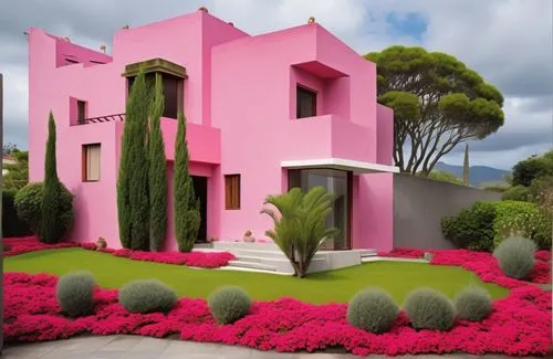 dreamhouse,mahdavi,cubic house,lawn flamingo,cube house,garden design sydney,landscape designers sydney,sottsass,lazytown,landscape design sydney,pink elephant,pink grass,showhouse,pink squares,art deco,pinklon,doll house,pinkola,landscaped,pink flamingos,Photography,General,Realistic