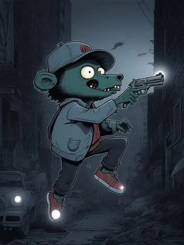 ratterman,color rat,rattazzi,musical rodent,soyuzmultfilm,grunty,gorillaz,ratko,rattiszell,bush rat,ratcatcher,beaver rat,ratto,ratshitanga,rat,fievel,robber,ratliffe,running frog,platypus,Illustration,Black and White,Black and White 18