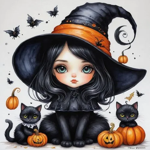 halloween witch,halloween illustration,samhain,halloween vector character,bewitching,halloween black cat,Illustration,Abstract Fantasy,Abstract Fantasy 14