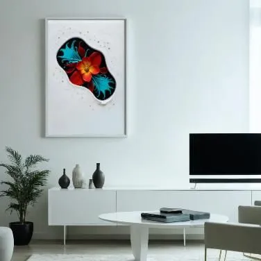 Weiß Rahmen um das Bild, Im luxury Wohnzimmer an der weißen Wand  und auf dem Schreibtisch stehen neben dem Fernseher,morpho butterfly,blue morpho butterfly,morpho,modern decor,butterfly vector,large 