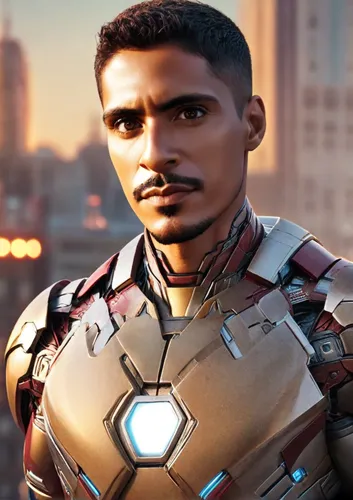 photo of iron man on (top of a building:1.2), (photorealistic, raw, extremely intricate:1.3), dawn, cinematic light, best shadow, looking at viewer, skinny, (detailed skin:1.4), , iron man costume,iro