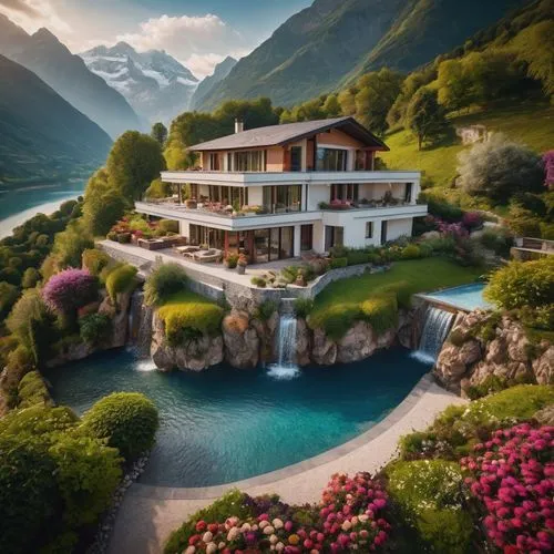 switzerland,house in mountains,house in the mountains,switzerland chf,swiss house,house by the water,eastern switzerland,house with lake,beautiful home,idyllic,austria,luxury property,southeast switzerland,bernese oberland,swiss alps,home landscape,luxury hotel,valais,the alps,canton of glarus,Photography,General,Cinematic