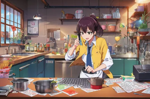 star kitchen,girl in the kitchen,cookery,kitchen,izakaya,knife kitchen,cooking show,bakery,big kitchen,cooking,red cooking,kitchen shop,salesgirl,kitchen work,waitress,watercolor tea shop,yuki nagato sos brigade,food and cooking,making food,cooking chocolate,Illustration,Japanese style,Japanese Style 03