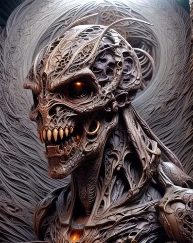 skull sculpture,skull statue,death god,alien warrior,vanitas,death head,skeleltt,hag,death angel,greyskull,angel of death,panhead,undead warlock,endoskeleton,fractalius,hot metal,fantasy art,wood carving,supernatural creature,death's head