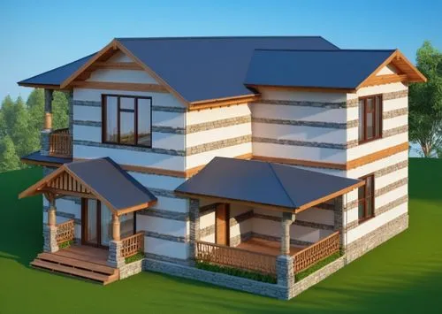 3d rendering of a home in progress,log home,wooden house,log cabin,small house,small cabin,wooden houses,Photography,General,Realistic