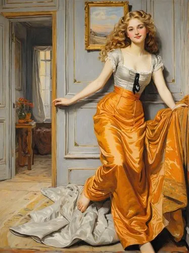 emile vernon,perugini,habanera,leighton,mulready,girl in a long dress,Art,Classical Oil Painting,Classical Oil Painting 42