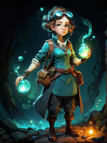 adventurer,game illustration,scandia gnome,fae,summoner,navi,fantasy portrait,magical adventure,mystical portrait of a girl,fantasy picture,sci fiction illustration,the wanderer,pinocchio,fish-surgeon,underwater background,cg artwork,fantasia,fantasy art,fable,biologist,Illustration,Realistic Fantasy,Realistic Fantasy 15