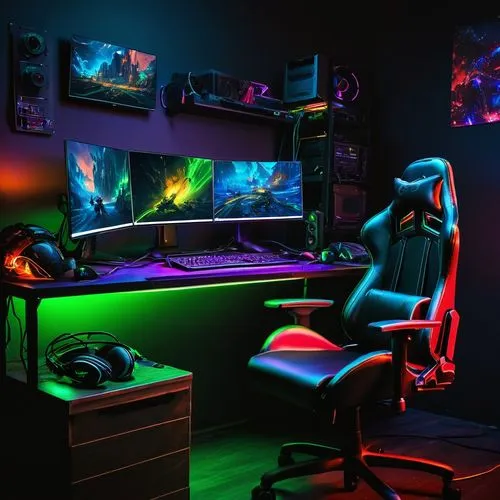 game room,gamer zone,computer room,computer desk,desk,creative office,glow in the dark paint,little man cave,computer workstation,monitor wall,gamer,playing room,lures and buy new desktop,gaming,3d background,black light,pc,gamers round,game light,kids room,Art,Artistic Painting,Artistic Painting 03