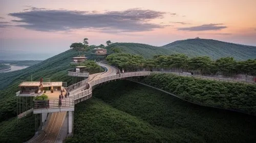 夏天中午、茶山场景、山顶、天气晴朗、阳光明媚、保留植物、保留建筑、保留道路、保留栈道、保留楼梯、保留挡土墙,great wall of china,great wall,danyang eight scenic,lantau island,great wall wingle,chinese architecture,vietnam,south korea,tigers nest,china,yua