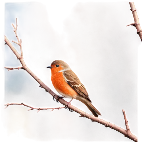 pink robin,robin redbreast,redstart,flame robin,bird robin,european robin,american robin,robin,linnet,robin redbreast in tree,redstarts,daurian redstart,bull finch,passerine,garrison,minivet,yellow robin,bird painting,bird on branch,passerine bird,Conceptual Art,Fantasy,Fantasy 19