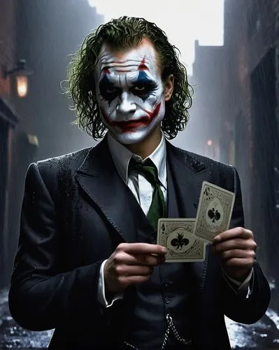 joker,ledger,it,master card,gambler,jigsaw,play cards,poker,riddler,playing card,magician,dice poker,fawkes mask,banker,collectible card game,playing cards,magic tricks,supervillain,card game,card games,Illustration,Realistic Fantasy,Realistic Fantasy 41