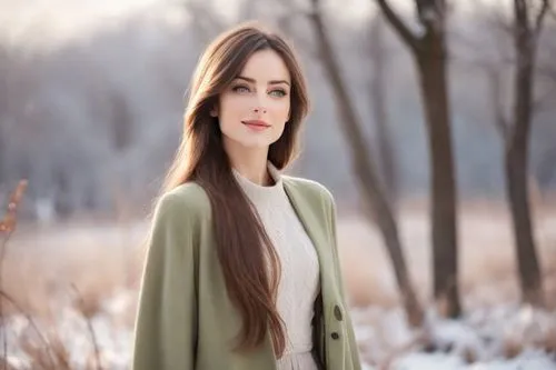 dreamy expression, natural proportions, long shoulderlong hair, stylish open hair, natural lips, pale lips, dainty delicate graceful tender, medium small buxom, 
pacing in open nature winter landscape