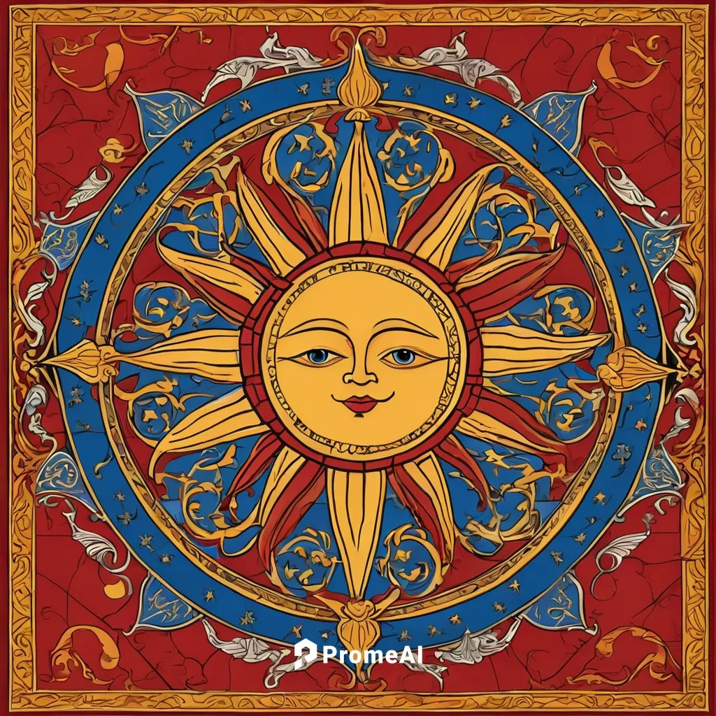 Design a flag with a sun symbol and warm, inviting colors.,3-fold sun,sun,sun eye,sun god,the sun,reverse sun,sunstar,sun moon,sol,summer solstice,sunburst background,sun and moon,sun head,double sun,