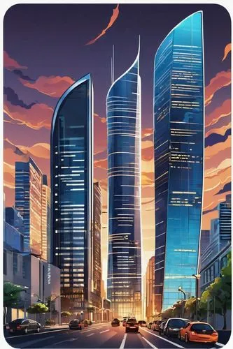 skyscrapers,megapolis,skyscraper,skyscraper town,megacorporations,cybercity,koinange,capcities,megacorporation,cybertown,city buildings,the skyscraper,business district,citydev,skylstad,tianjin,skyscraping,astana,sky city,urban towers,Unique,Design,Sticker