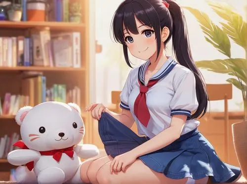 azusa nakano k-on,cute bear,nurse uniform,3d teddy,kotobukiya,kantai collection sailor,plush figure,sitting,japanese doll,sitting on a chair,kawaii,honmei choco,anime girl,anime cartoon,japanese kawaii,maya,the japanese doll,anime,koto,girl sitting,Illustration,Japanese style,Japanese Style 03