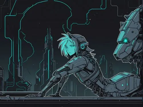 cortana,automatons,mechs,cybersmith,cyberia,rinzler,Illustration,Japanese style,Japanese Style 06