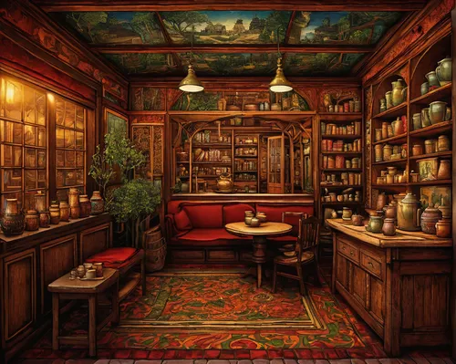 apothecary,victorian kitchen,china cabinet,soap shop,watercolor tea shop,pantry,pharmacy,cabinetry,barber shop,cabinets,study room,brandy shop,consulting room,doctor's room,vintage kitchen,kitchen shop,the kitchen,salon,the little girl's room,beauty room,Conceptual Art,Daily,Daily 23