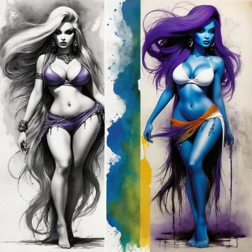 darkstalkers,priestesses,sorceresses,bleues,drow,dessins,Conceptual Art,Graffiti Art,Graffiti Art 05